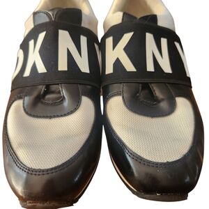 DKNY Black and White Sneakers with Modern Strap Design